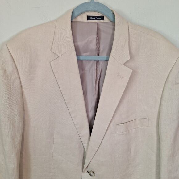 Pronto Uomo Platinum Linen Blazer Sport Jacket Double Vent 2 Button Men Size 46R - Picture 2 of 9
